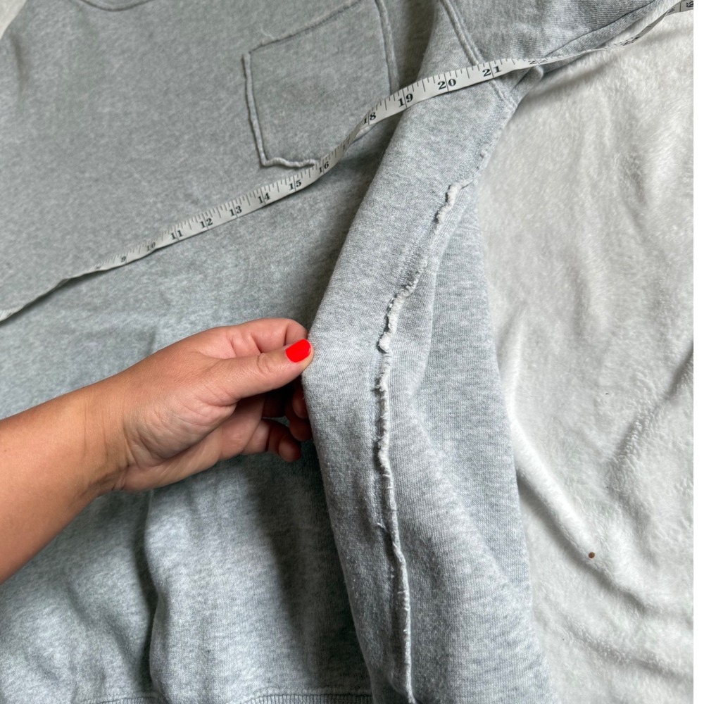 Aerie Gray Oversized Crew Neck Sweatshirt Pocket Fleece Pullover Small - Picture 5 of 5